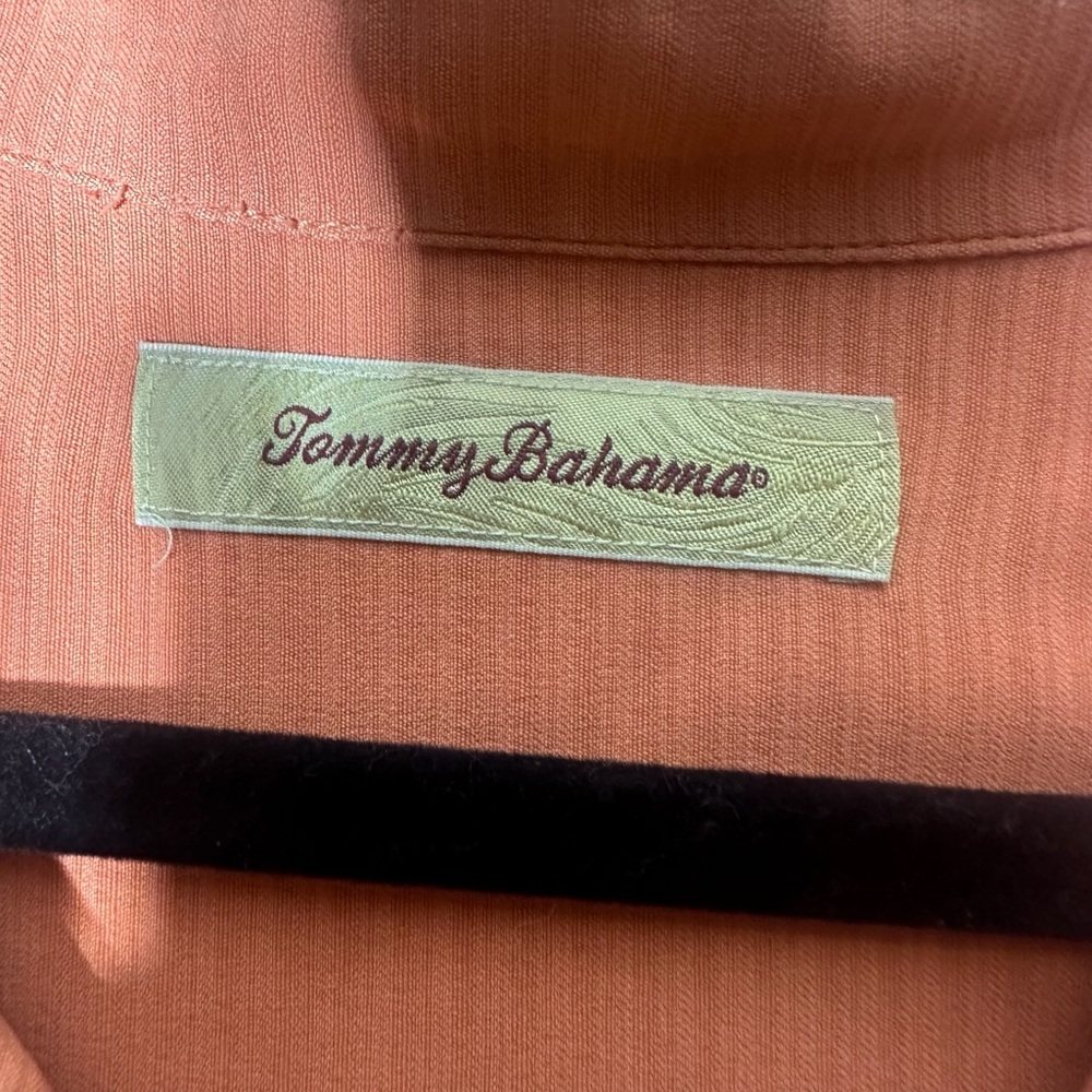 Tommy Bahama 100% Silk Button Down Short Orange Men’s XXL - Picture 9 of 9